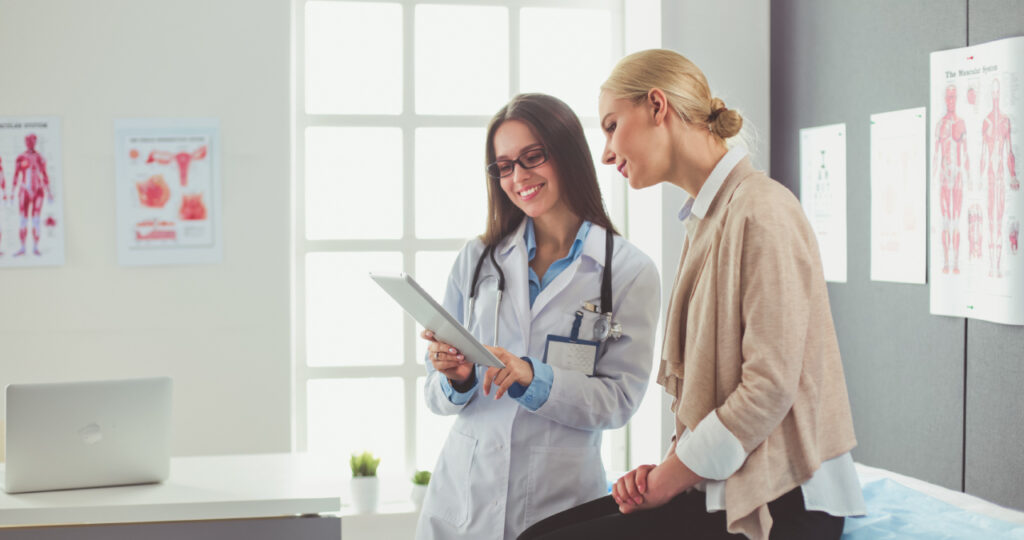 Patient talking with provider about mri costs